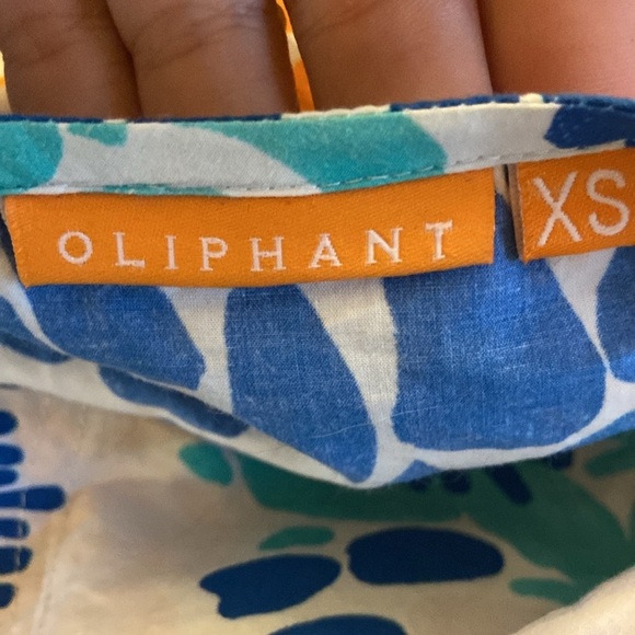 Oliphant Mosaic 100% Cotton Roman Sleeves Puff Sleeves Dress Sz XS - Picture 3 of 6